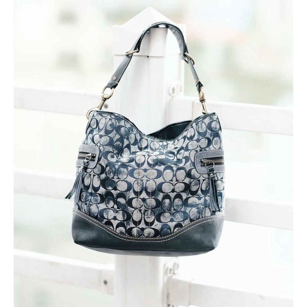 Vintage Y2K Coach B05K-2183 Denim Signature C Monogram Hobo Shoulder Bag